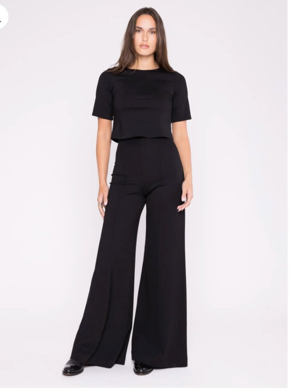Ripley Radar Black Ponte Knit Long Wide Leg Pant